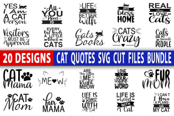 Cat Quotes SVG Bundle for Crafts and Graphics