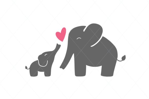 Mom and Baby Elephant Love: Graphics for Crafts