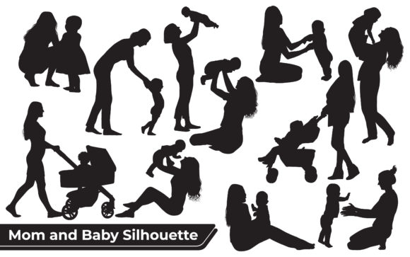 Mom & Baby Silhouettes: Graphics for Crafts