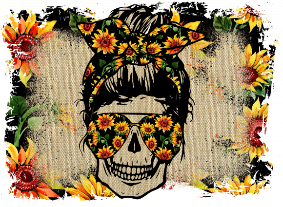 Sunflow Skull Mom Graphics for Crafts